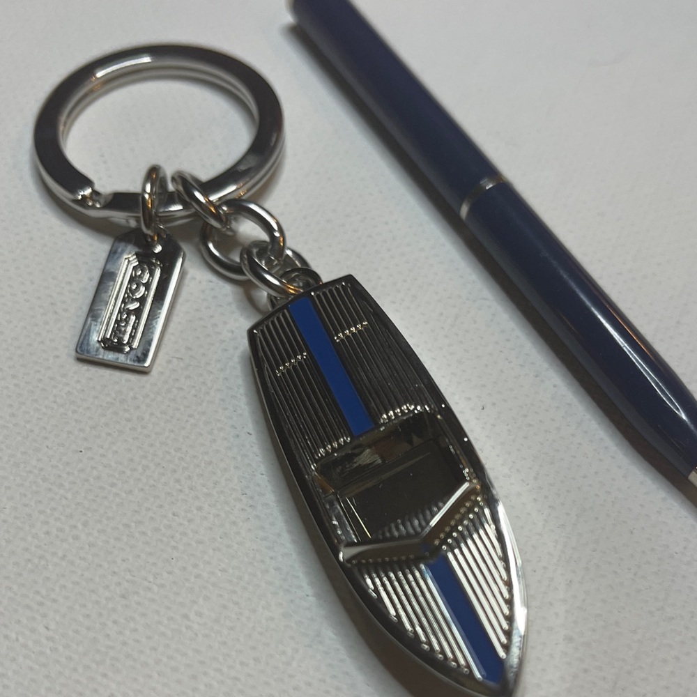 Coach Silver and Blue Boat Keychain with Blue Coach Pen - Picture 2 of 7